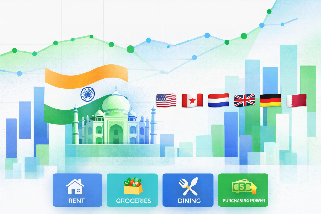 India PPP vs USA, Canada, Netherlands, UK, Germany, Qatar (30-Year View)